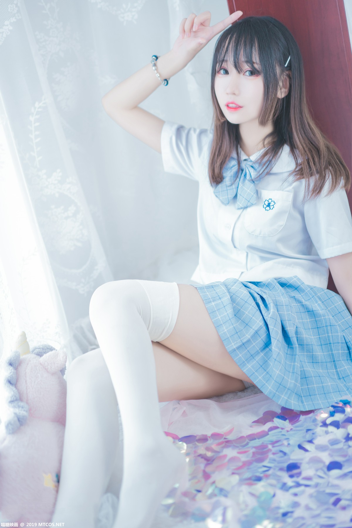 图片[44]-[喵糖映画]VOL.019 蓝白梦幻少女 – COSPLAY-小爱·美女部落