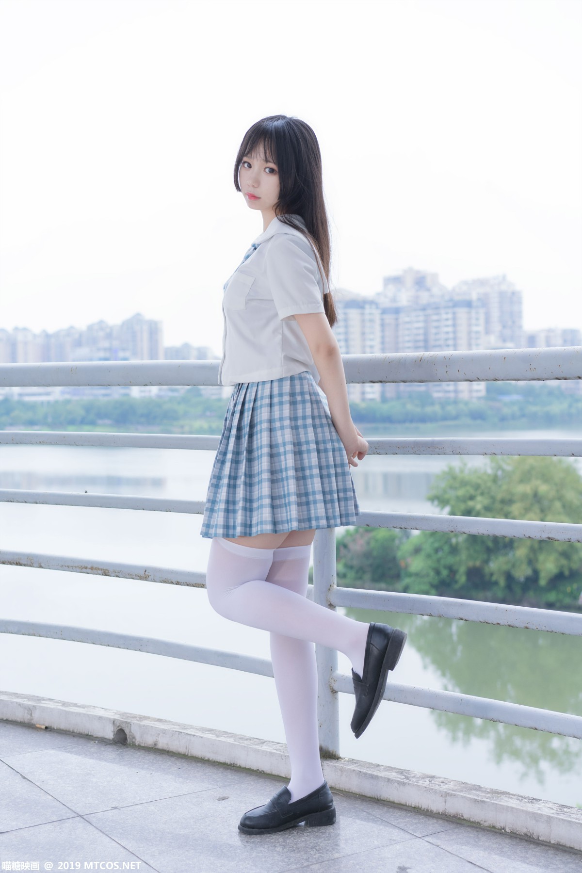 图片[15]-[喵糖映画]VOL.015 半度度度喵 白丝格子裙 – COSPLAY-小爱·美女部落