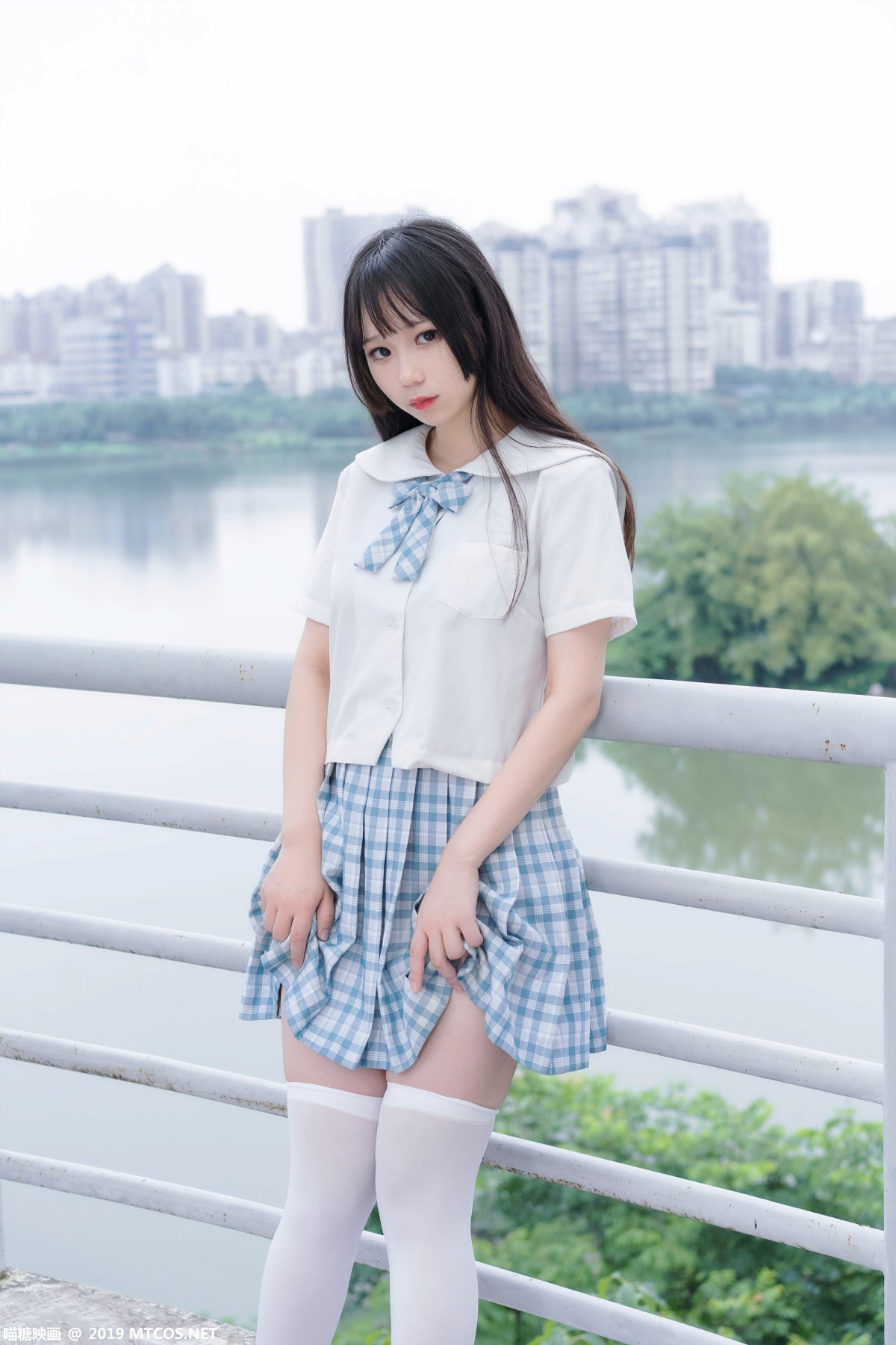 图片[11]-[喵糖映画]VOL.015 半度度度喵 白丝格子裙 – COSPLAY-小爱·美女部落