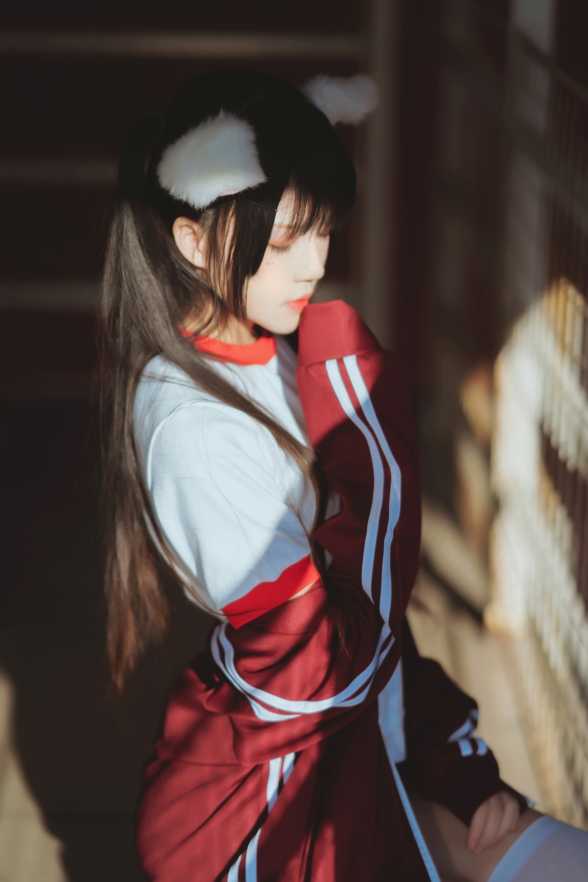 图片[3]-[Cosplay]桜桃喵 – 红色体操服 – COSPLAY-小爱·美女部落