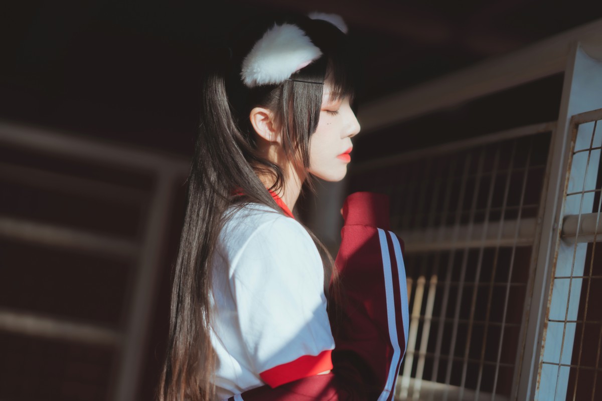 图片[2]-[Cosplay]桜桃喵 – 红色体操服 – COSPLAY-小爱·美女部落