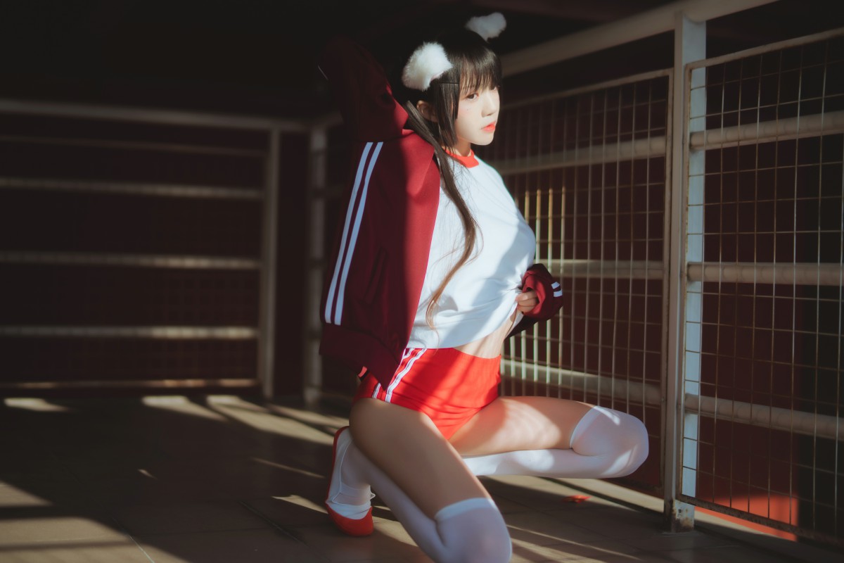 图片[8]-[Cosplay]桜桃喵 – 红色体操服 – COSPLAY-小爱·美女部落