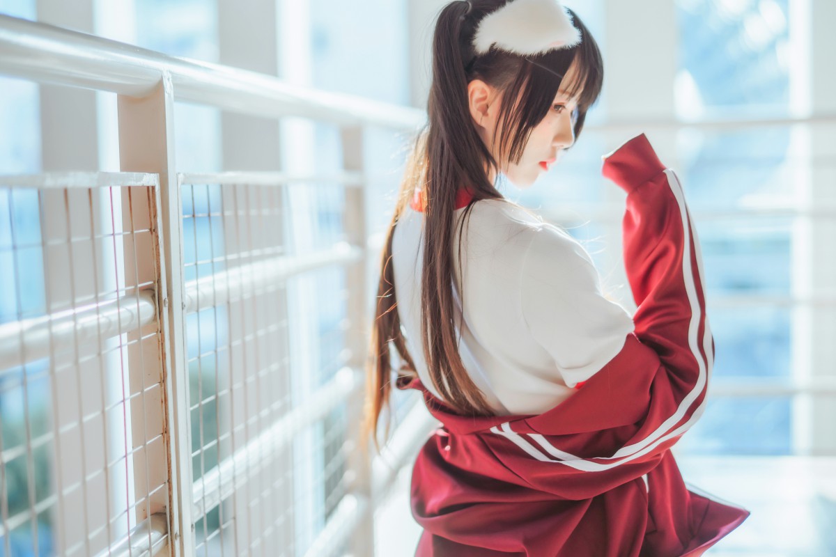图片[9]-[Cosplay]桜桃喵 – 红色体操服 – COSPLAY-小爱·美女部落