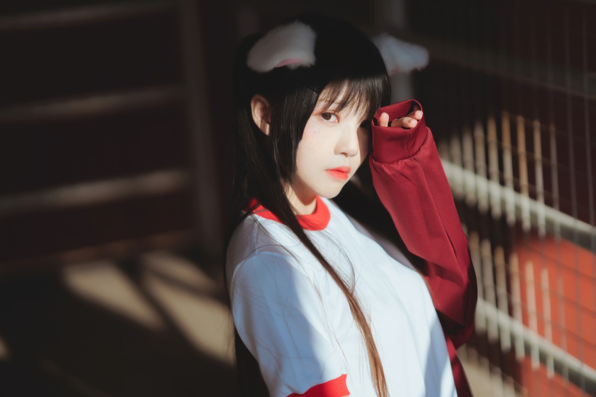 图片[5]-[Cosplay]桜桃喵 – 红色体操服 – COSPLAY-小爱·美女部落