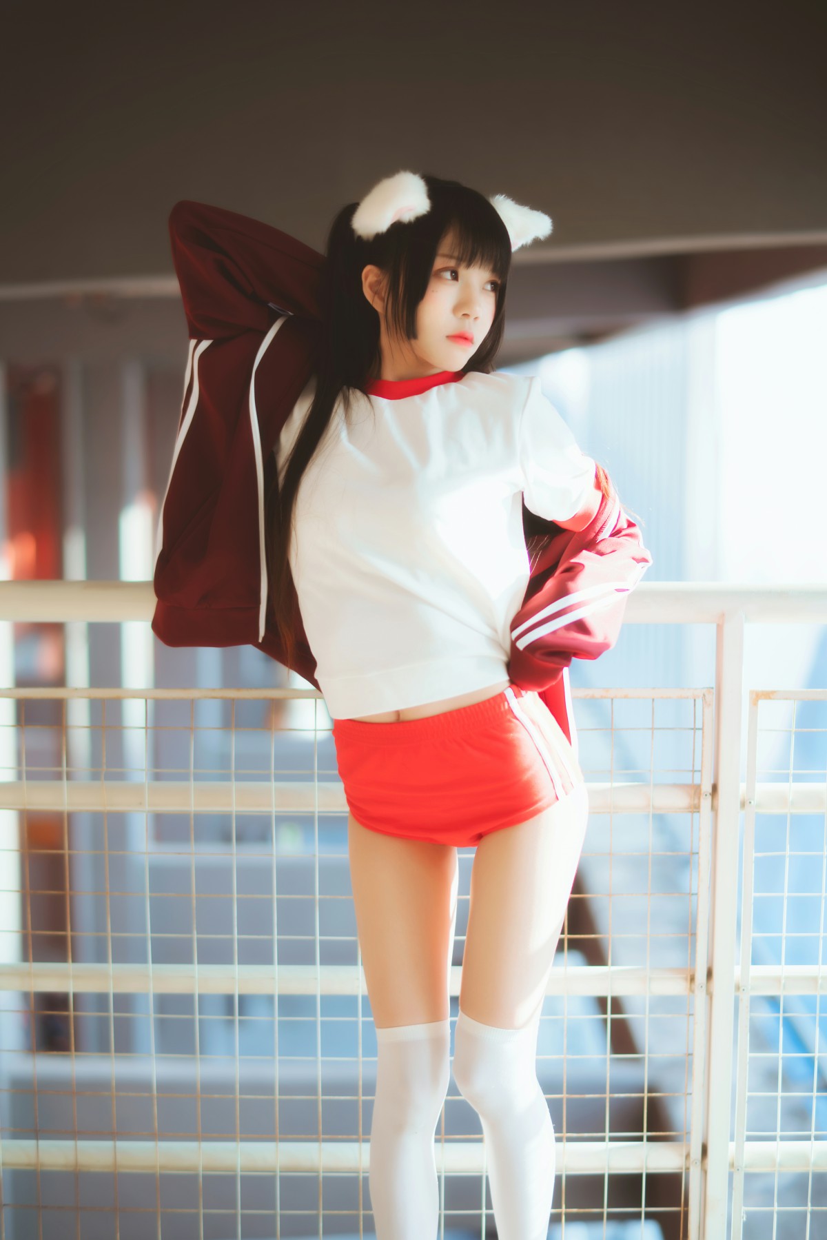 图片[18]-[Cosplay]桜桃喵 – 红色体操服 – COSPLAY-小爱·美女部落