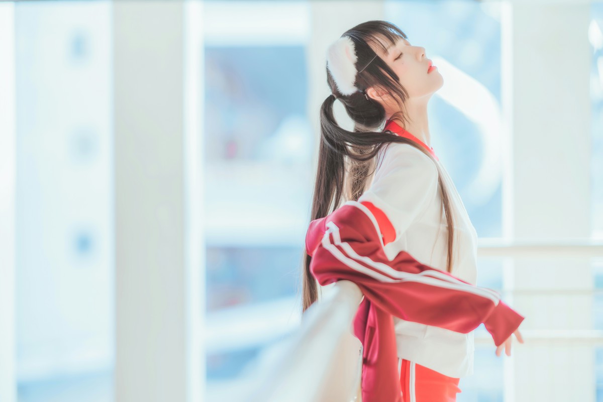 图片[20]-[Cosplay]桜桃喵 – 红色体操服 – COSPLAY-小爱·美女部落