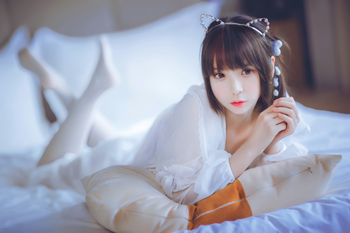 图片[3]-[Cosplay]疯猫ss -白色睡衣 – COSPLAY-小爱·美女部落