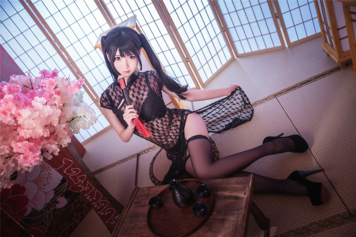 [Cosplay]面饼仙儿 – 黑丝情趣旗袍 – COSPLAY-小爱·美女部落