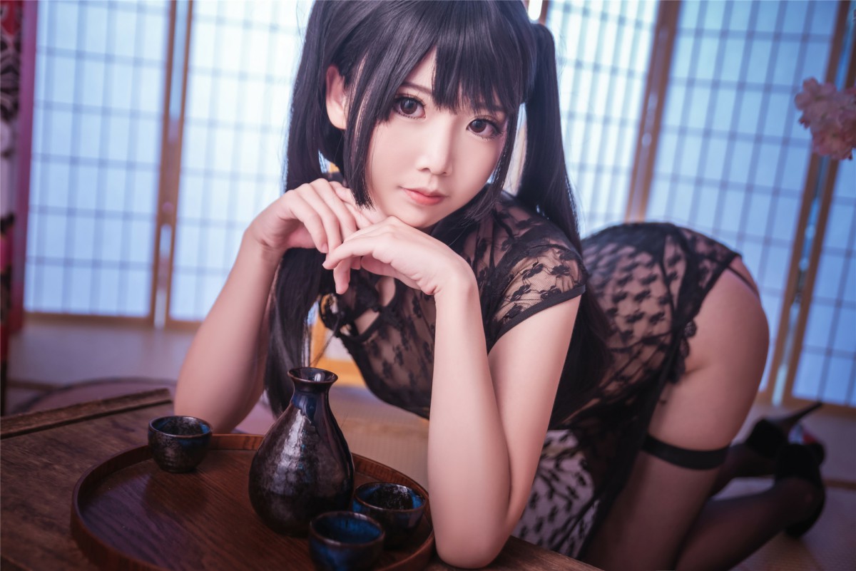 图片[6]-[Cosplay]面饼仙儿 – 黑丝情趣旗袍 – COSPLAY-小爱·美女部落