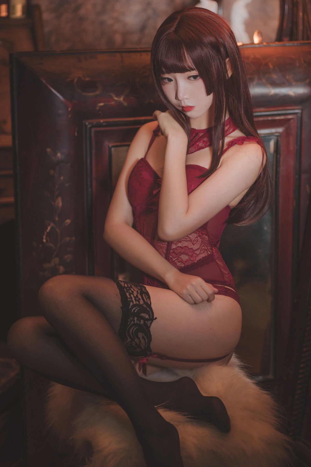 图片[3]-[Cosplay]面饼仙儿 – 脑内少女 红色束衣 – COSPLAY-小爱·美女部落