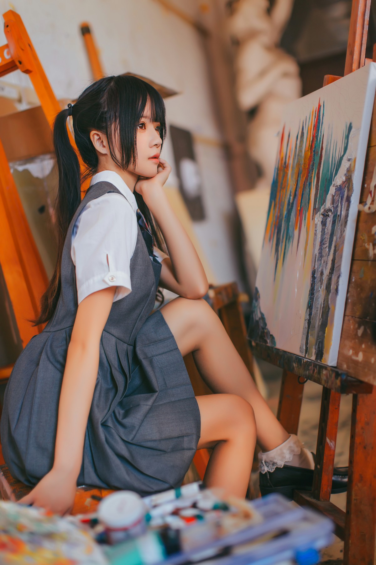 图片[13]-萝莉风COS 桜桃喵 – 画室少女 – COSPLAY-小爱·美女部落
