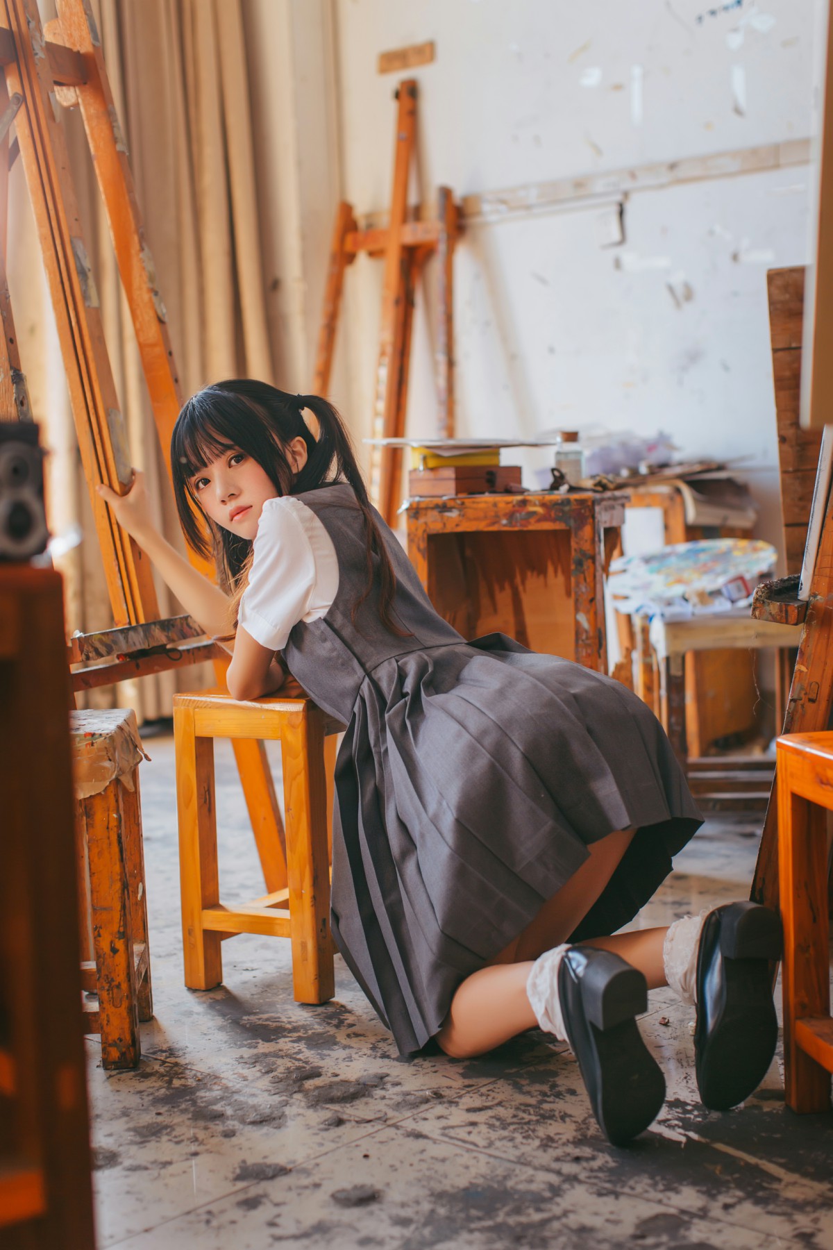 图片[15]-萝莉风COS 桜桃喵 – 画室少女 – COSPLAY-小爱·美女部落