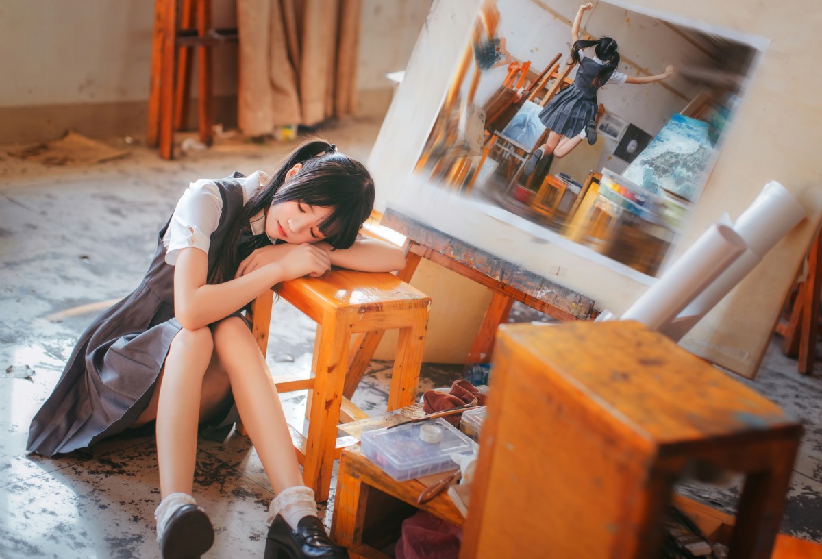 图片[16]-萝莉风COS 桜桃喵 – 画室少女 – COSPLAY-小爱·美女部落