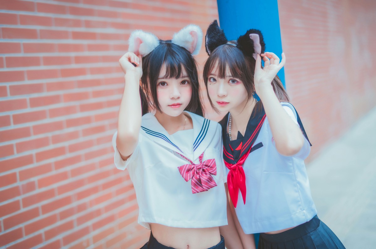 萝莉风COS 桜桃喵&amp;疯猫ss – JK百合2 – COSPLAY-小爱·美女部落