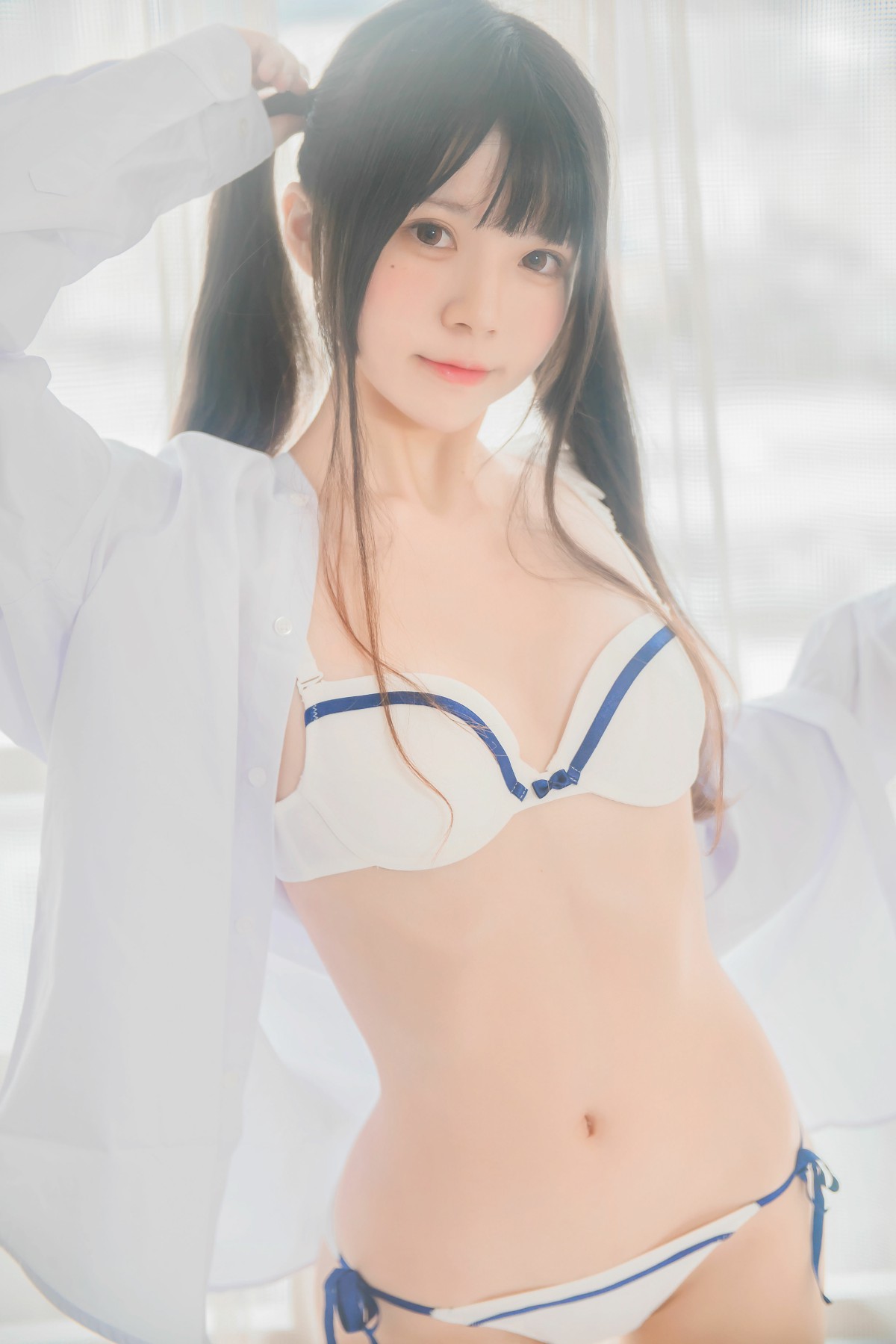 [桜桃喵]桜桃未熟-白衬衫双马尾 – COSPLAY-小爱·美女部落