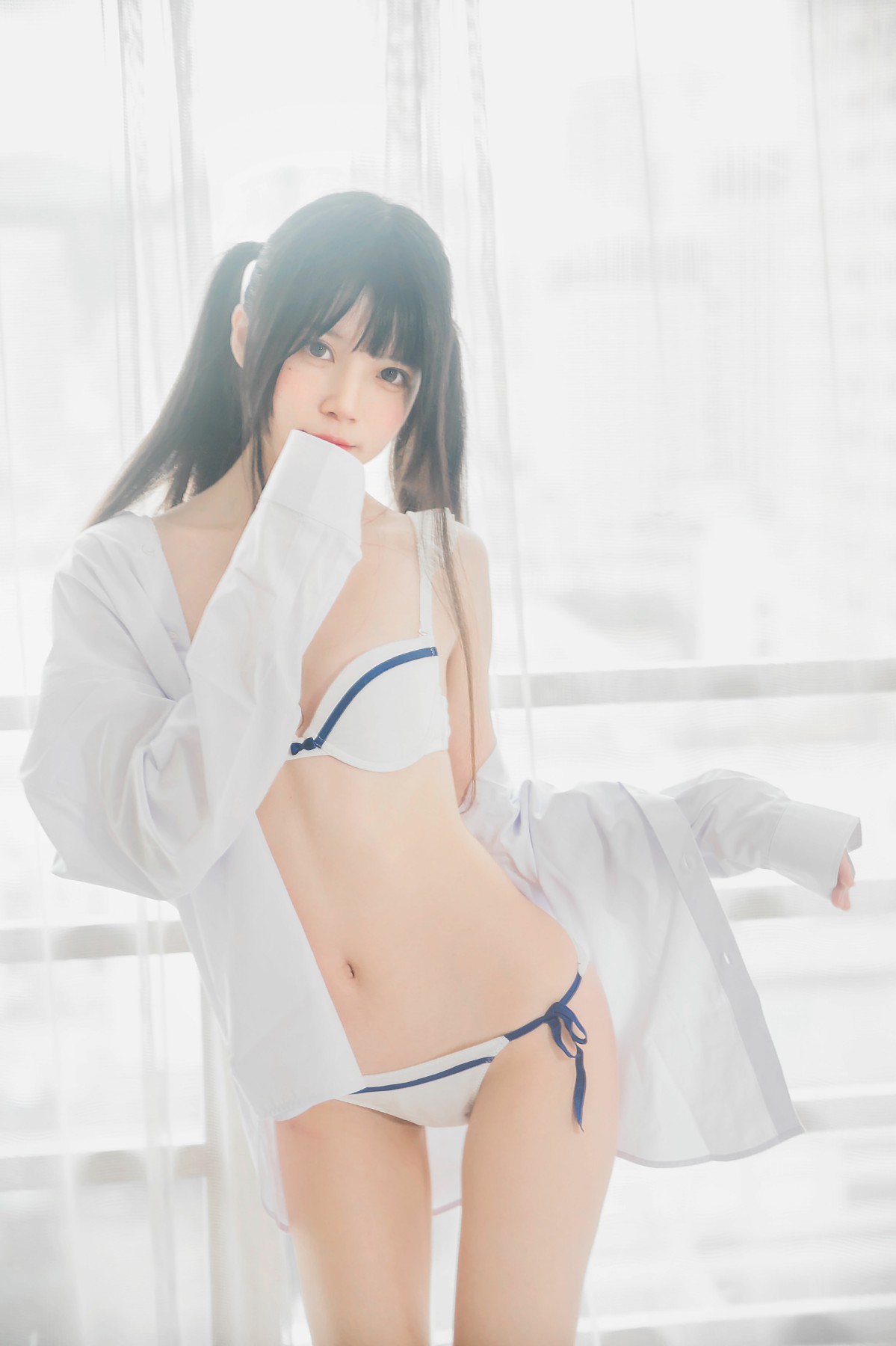 图片[3]-[桜桃喵]桜桃未熟-白衬衫双马尾 – COSPLAY-小爱·美女部落