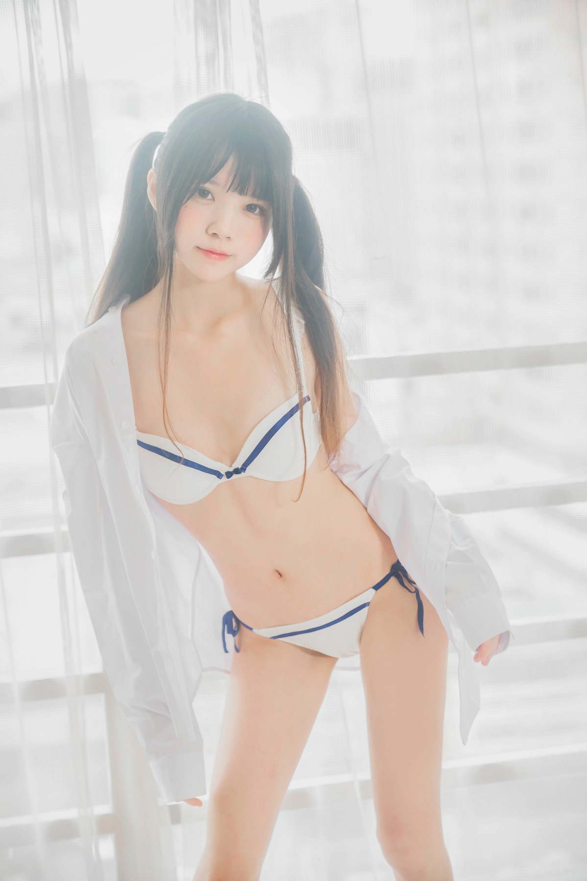 图片[2]-[桜桃喵]桜桃未熟-白衬衫双马尾 – COSPLAY-小爱·美女部落